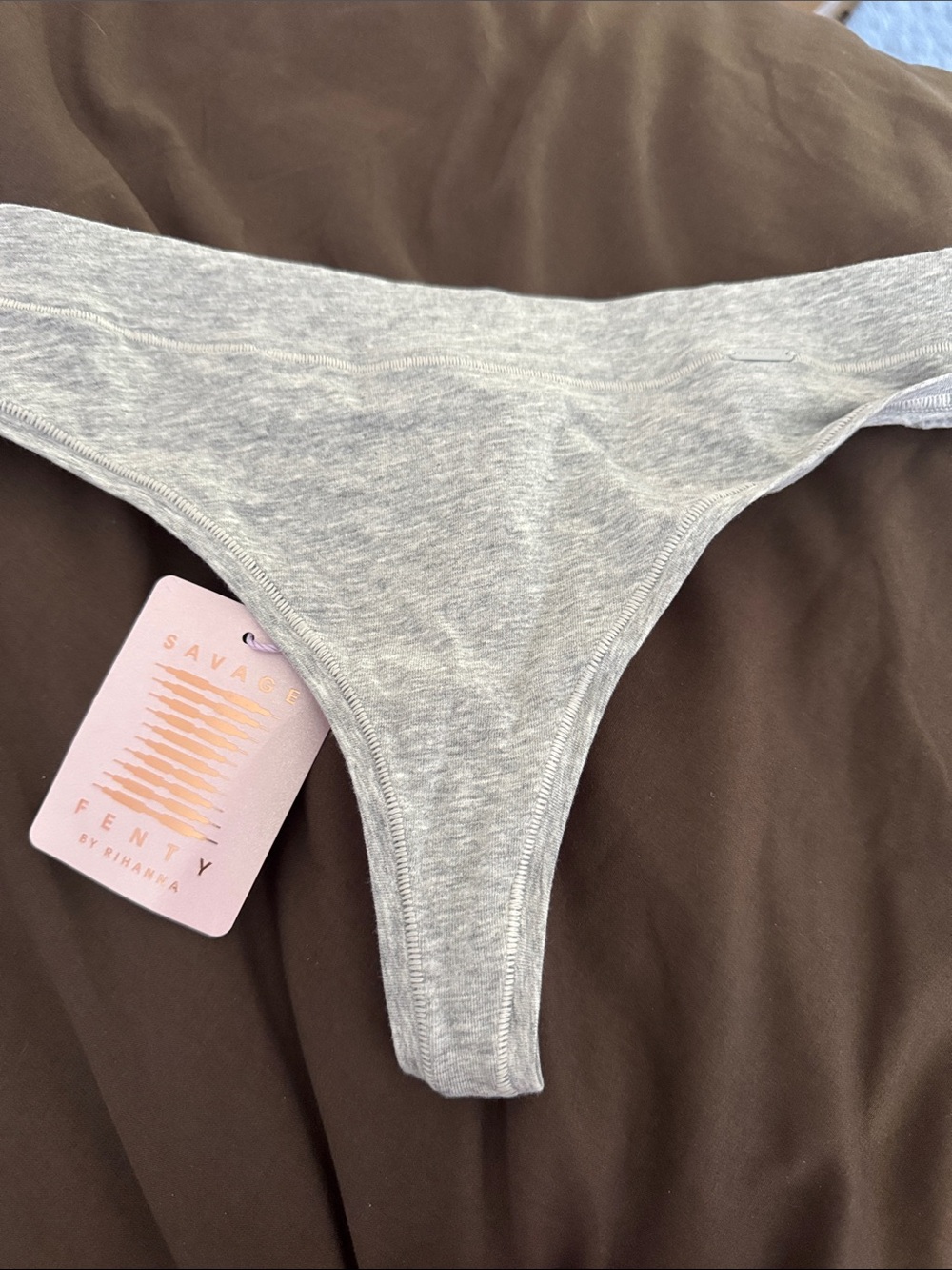 Savage X Fenty Heather Gray Cotton Blend Thong